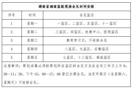 湖南省湘南监狱会见及联系方式